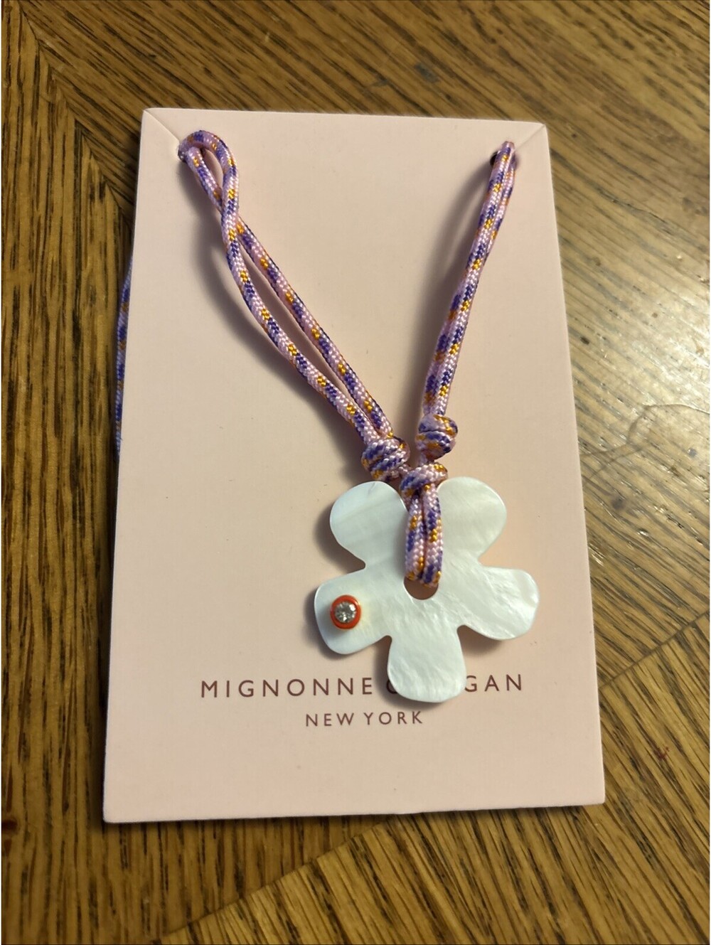 MIGNONNE GAVIGAN Cord Necklace w/ Flower Charm, $150, BRAND NEW! J227
